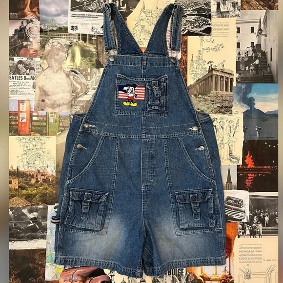 Vintage 90s Disney Mickey Mouse Denim Overalls - Picture 1 of 12